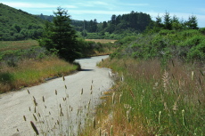 View down to Cloverdale Road from the exit gate