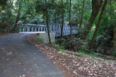 A Bailey Bridge crosses Pescadero Creek in Portola State Park.