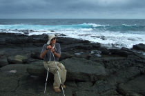 David takes a break near the pounding surf.