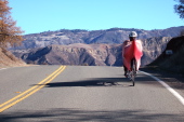 Ron crests the climb between Bear Valley and Dry Lake Valley.  (1600ft)
