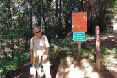 We finally reach Skyline Blvd. on the Saratoga Gap Trail.