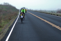 Zach leads the group up Lopes Rd.