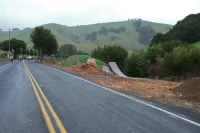 Jump ramps by the road.