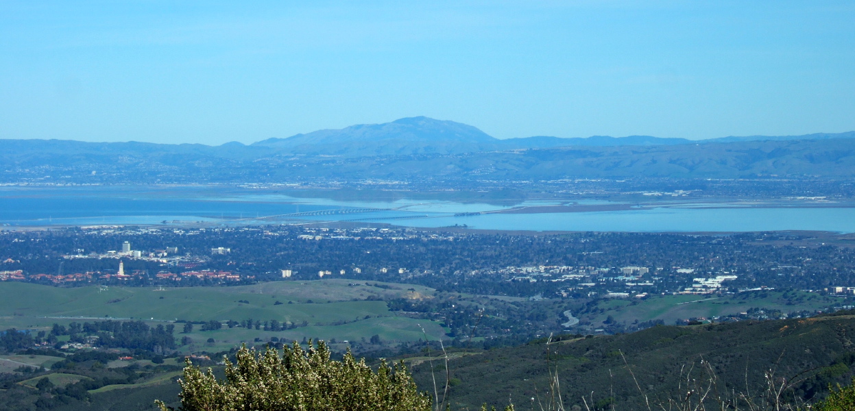 Stanford University, The Dumbarton Bridge, and Mt. Diablo from Skyline Blvd.