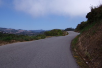 Climbing Bean Hollow Rd. on the edge of the fog.