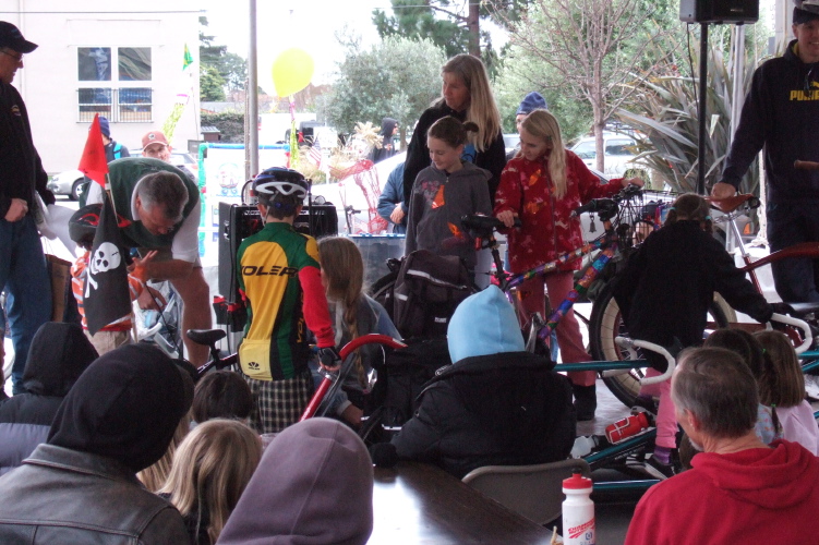Kids with their artistic bikes.