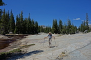 Bill alongside Tenaya Creek on easier terrain