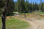 David crosses Tenaya Creek.