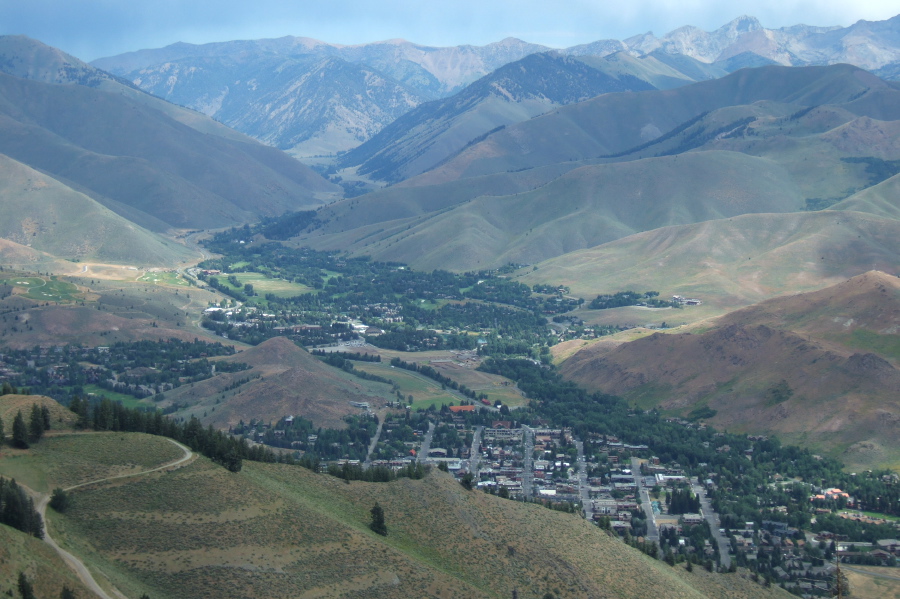 Ketchum and Sun Valley lie below.