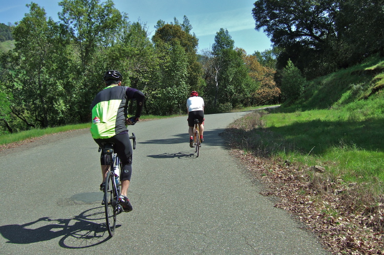 Mike (front) and Todd continue up Geysers Rd.