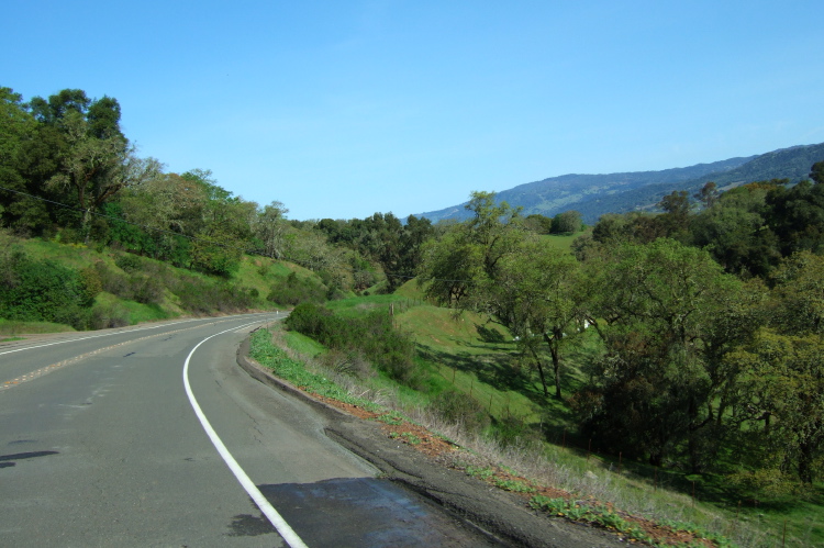 Descending Dutcher Creek Rd. toward Cloverdale.