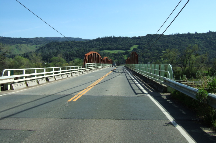 Crossing Russian River on Crocker Rd. bridge in Cloverdale.