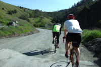 Encountering the first of many dirt/gravel sections of road.