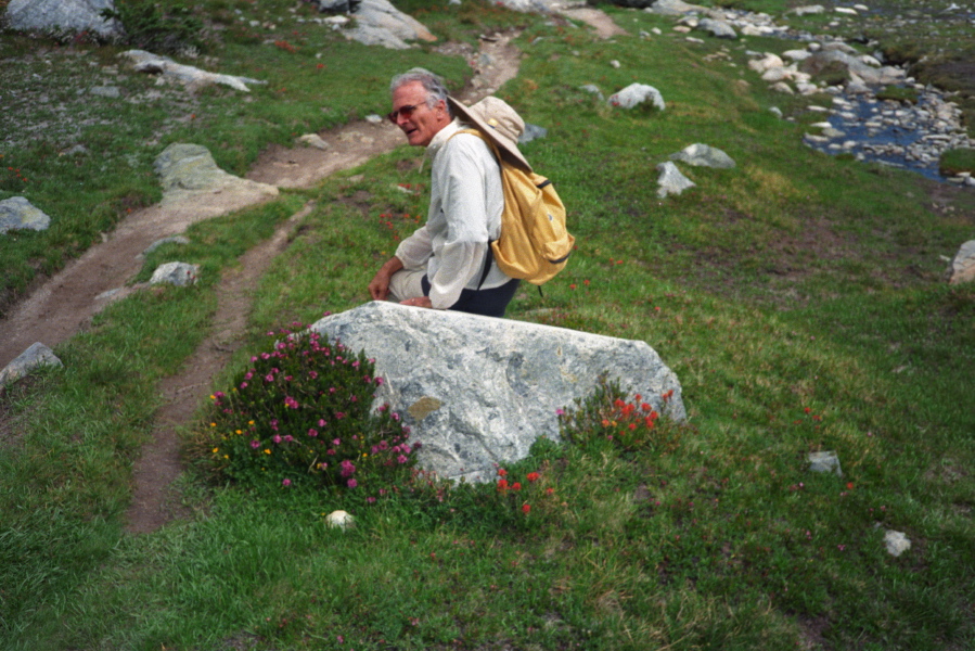 David rests before returning on the trail down to Ediza Lake.