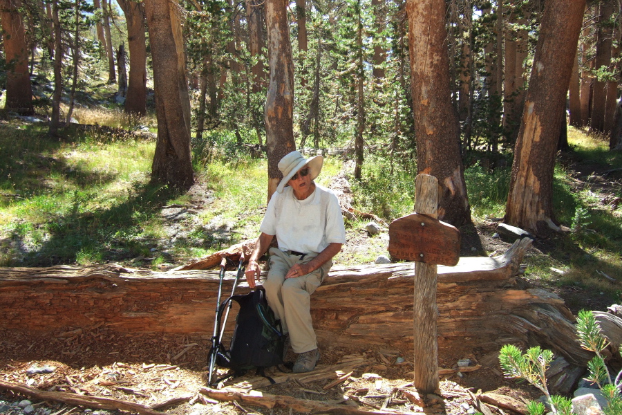 David takes a rest break at the junction with the Pacific Crest Trail.