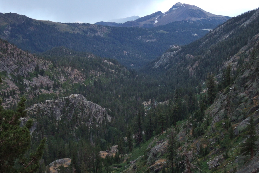 Mammoth Mountain from the descent from Shadow Lake.