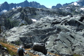 David heads down the rocky trail toward Garnet Lake.
