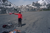 Stella demonstrates the wind speed at one of the turnouts.