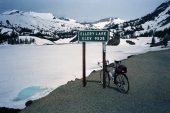 Ellery Lake is still covered by ice.