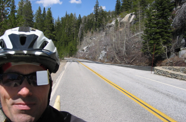 Bill heading east on Tioga Rd. just past Yosemite Creek (7580ft).