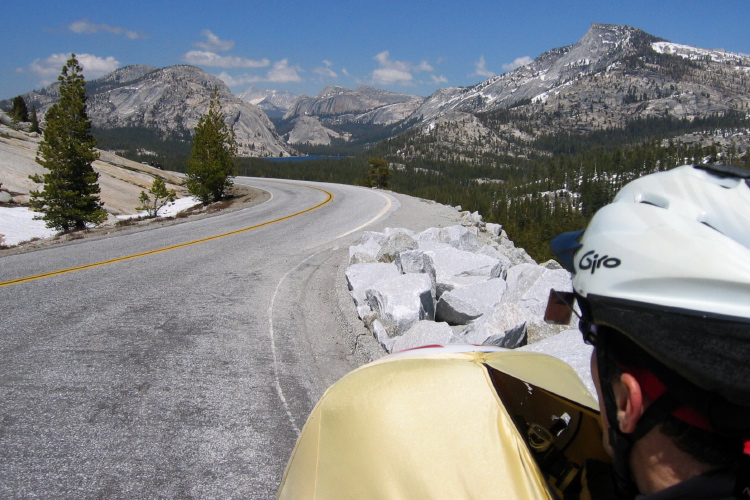 Tenaya Lake (8150ft) and Dome Land from Olmstead Point (8410ft).