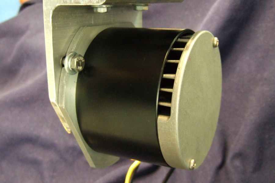 Motor on mounting bracket, rear view