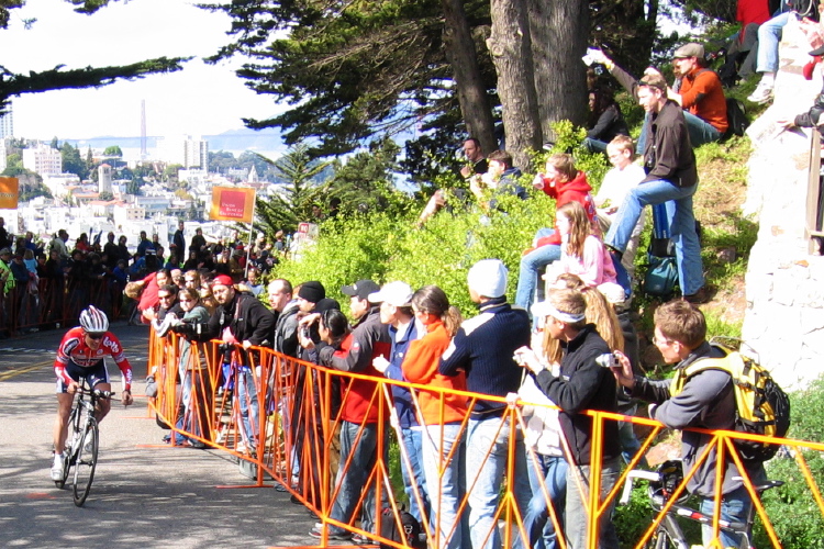 A Lotto rider passes 150m to go.
