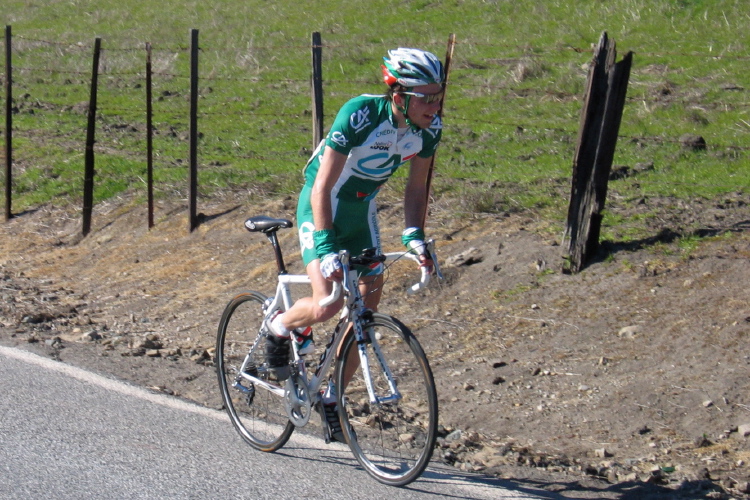 This Credit Agricole rider looks like he's enjoying the climb.