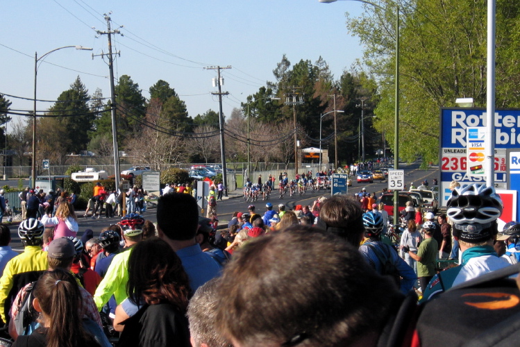 The peloton roars down Piedmont a second time. (1)