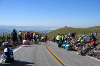 Spectators at the false summit of Sierra Rd.