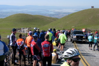 Spectators just down the road from the false summit on Sierra Rd.