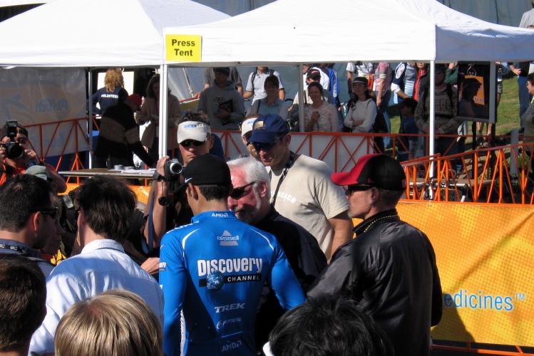 George Hincapie gets interviewed.