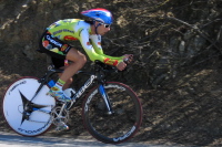 A Jelly Belly rider crests Bailey Rd.