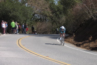 Health Net rider without motor escort at the top of Bailey Rd.
