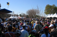 Crowd on Santa Teresa Blvd. awaiting the presentations