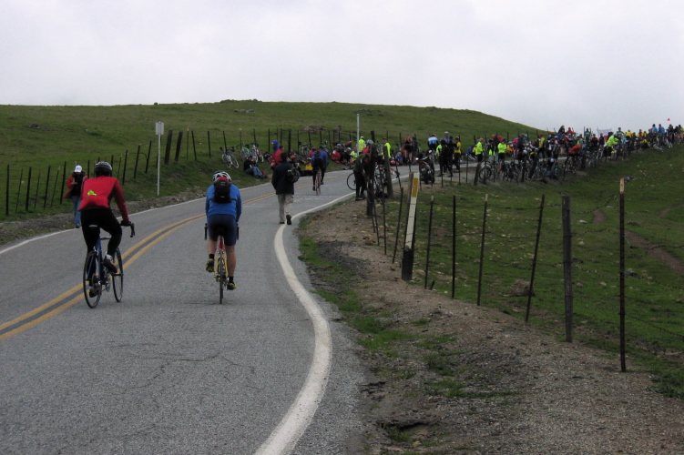 Crowds gathering near the top of Sierra Rd.