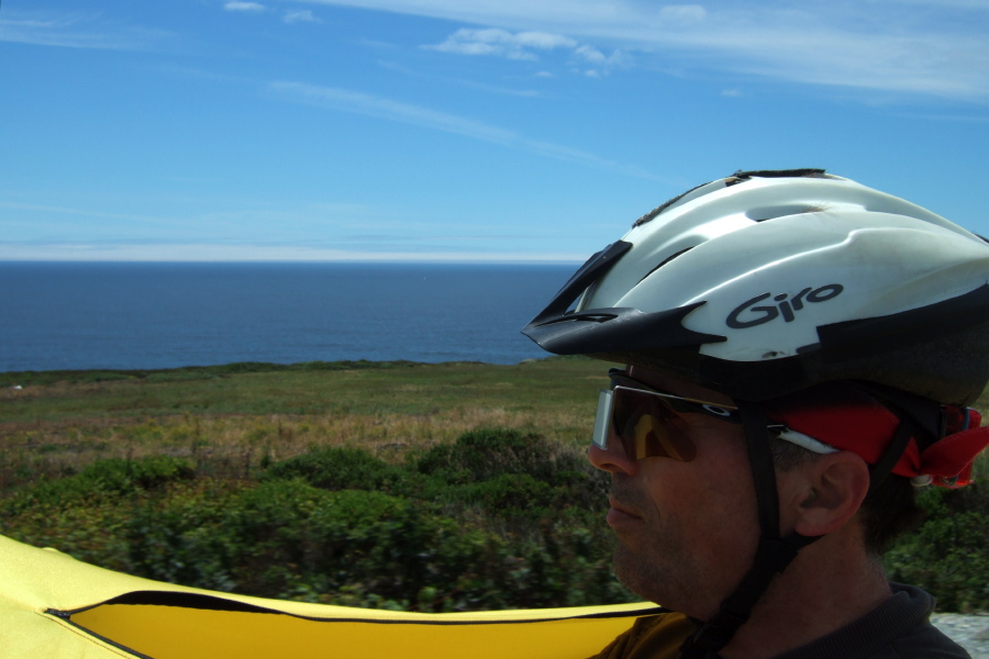 Bill riding south on CA1 north of Scott Creek.