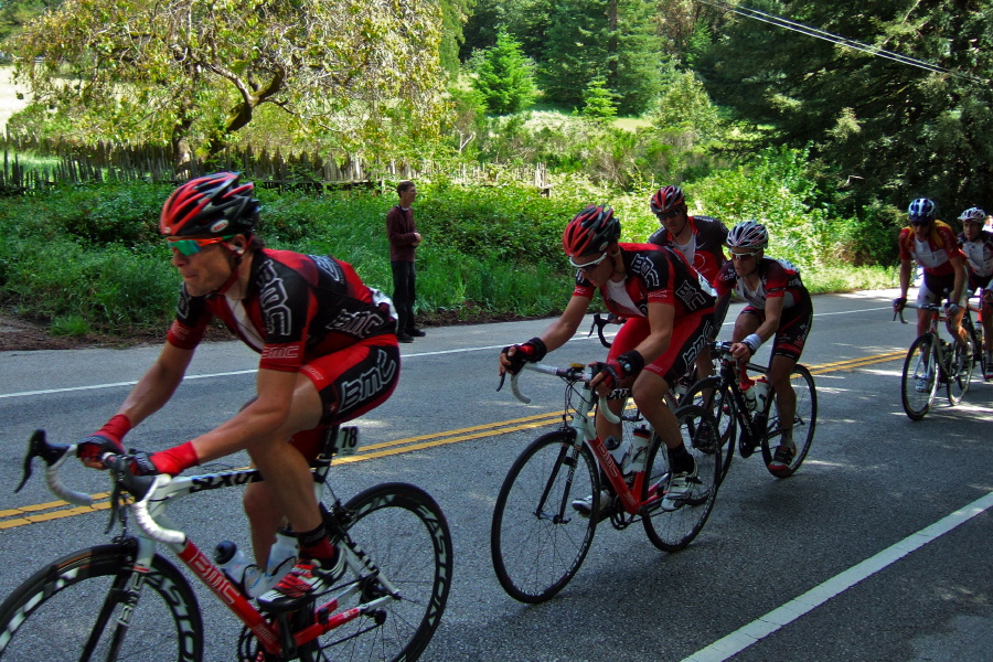 Here comes Team BMC, led by Simon Zahner.