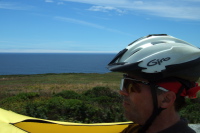 Bill riding south on CA1 north of Scott Creek.