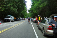 More race fans waiting for the race to go by.