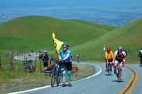 Christine Holmes walks up the final 1/4-mile of the climb up Sierra Rd.