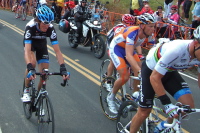 (r to l): Thor Hushovd, Lars Boom, Alejandro Alberto Borrajo, and Johan van Summeren bring up the rear of the peloton.