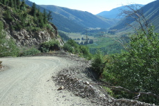 Approaching the end of the dirt part on the descent of Trail Creek Rd.