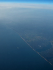Passing over the Michigan coast of Lake Michigan