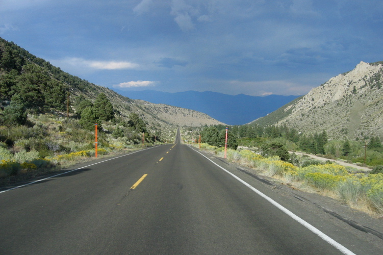 Coasting down CA168 toward Bishop.