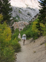 David hiking up the Bishop Pass Trail.