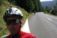 Bill climbing Mattole Rd. to the east side of Panther Gap. (850ft)