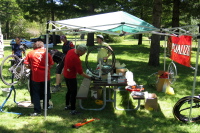 Ron replacing a broken spoke at AW Way Park. (170ft)