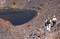 Picking our way carefully along the trail to Lake Helen (10107ft).