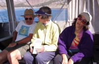 Ron, Alice, and Stella on the Saddlebag Lake taxi.